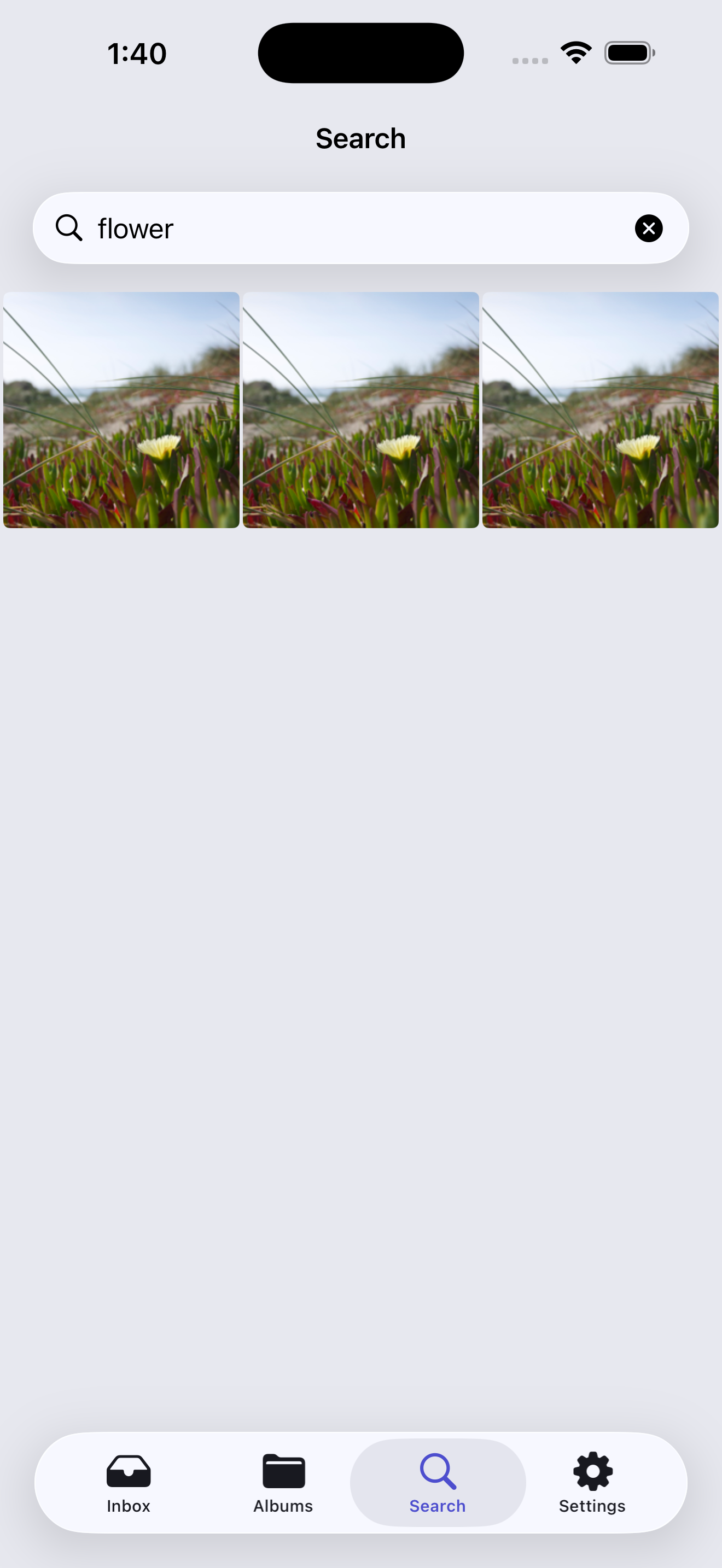 PixSort search for 'flower' returning the matching photos